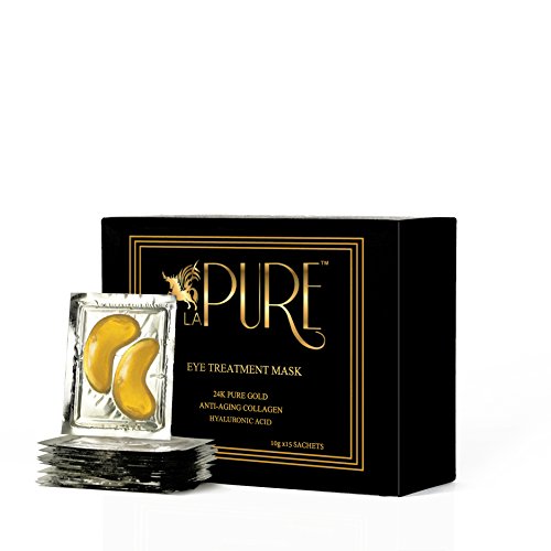 (15 Pairs) LA PURE Luxury Crystal 24K Gold Powder Gel Collagen Eye Mask, Premium Anti Aging, Anti Wrinkle Products with Hyaluronic Acid, Collagen, Moisturiser for Under Eye Wrinkles, Remove Bags Under Eyes, Eye Bag Removal, Under-eye, Dark Circles, Skincare, Hydrating, Puffy Eyes. Gifts for Women