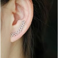 Selia geometrischer Ohrstecker silber Ohrring lang Raupe, Kletterer, handgemacht Modeschmuck Schmuck, minimal, studs
