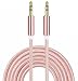Produktbild ONX3 (Rose Gold) Premium-Qualität Nylon Geflochten 2 Meter Länge Vergoldet 3,5 mm Klinkenstecker Buchse Aux Auxiliary Audio-Kabel für Huawei Honor 4C / G Play Mini