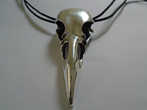 BEAUTIFUL UNIQUE RAVEN SKULL SILVER PENDANT NECKLACE WICCA HARRY POTTER /BELLATRIX LESTRANGE / BIKER