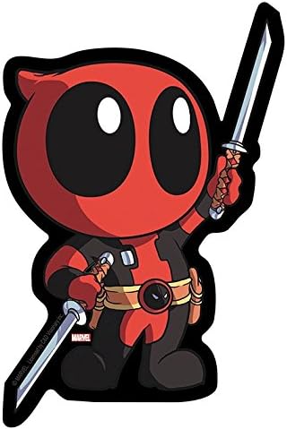 Deadpool Chibi Swords, Officially Licensed Original Artwork - 3" x 4.5" - Stickers DECAL