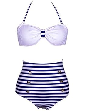 DAYAN Retro Elegante punti Ladies femminile al collo Sexy Costume costumi da bagno Bikini a vita alta Donna Swimwear...