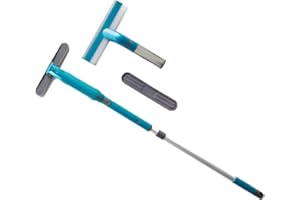 ‎LIVINGTON Livington Window Buddy - Fensterabzieher mit Teleskopstange - 3in1 Fensterputzer Set mit Sprühfunktion, Reinigungspad & Abzieher - Fensterreiniger für streifenfreies Putzen für Fenster, Spiegel & mehr