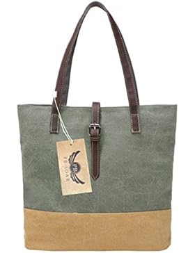 PB-SOAR Vintage Damen Canvas Shopper Schultertasche Handtasche Henkeltasche 34x35x10cm (B x H x T)