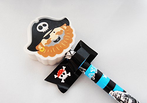 4x Schreibset Pirat, Mitgebsel Piratenparty, Schule, Seeräuber Kapitän, Papagei, Katze, Affe - 4