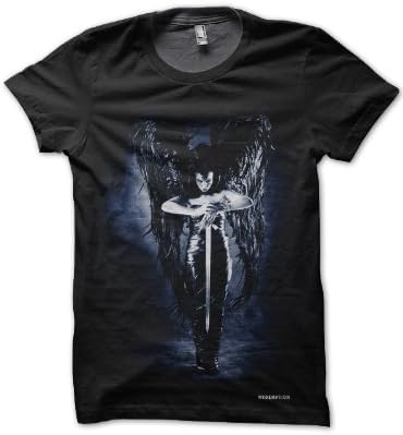Redemption Black Angel Mens Black Gothic T-Shirt (L)