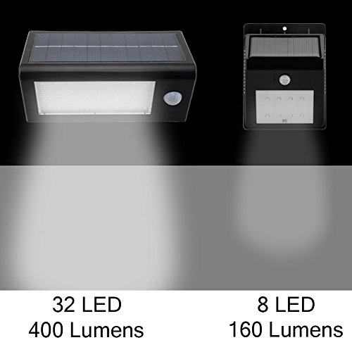 GDEALER 32 LED Solar Wandleuchten 400 Lumen Outdoor Wasserdicht 3 Modi Dim Garten Solarleuten mit Bewegungsmelder für Innenhof Sicherheit Treppe Landschaft Security - 3