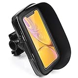 COMPATIBILIDAD: El soporte para bicicleta es compatible con teléfonos inteligentes de hasta 6,2 pulgadas de tamaño. Adecuado para bicicleta, motocicleta, bicicleta de montaña, bicicleta eléctrica, scooter, bicicleta de trekking, bicicleta de ciudad, silla de paseo, etc. La ventana transparente de la pantalla táctil permite operar el teléfono inteligente mientras pedalea.