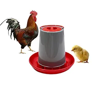 TAIYO PLUSS DISCOVERY? Poultry Food Feeder, Size: (34X22 cm) (LXH), Automatic Hen & Chicken Poultry Food Feeder and All Other Types of Birds (4KG Capacity) (RED)