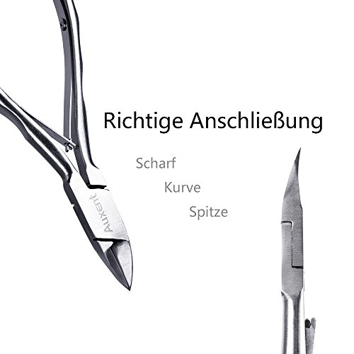 Auxent Nagelzange Kopfschneider Nagelschere aus Edelstahl mit Scharfem und Glattem Schnitt für Dicke und Tiefe Eingewachsene Fußnägel und Fingernägel, Rostfrei, Silber - 4