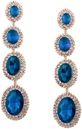 Earrings for women Geometric round long section modeling Stud earring Wedding jewelry , Blue