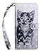 Produktbild Hülle Case für Huawei P20 Lite 2019 HandyHülle Leder Flip Case 3D Malen Blumen Muster Schutzhülle Brieftasche Flipcover Tasche Ständer Magnetverschluss Kartenfach Handytasche Bookstyle Smiley Katze