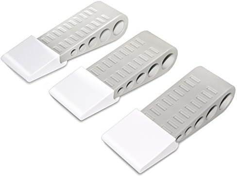 TimberRain Door Stopper(3 pack), Rubber Door Stop Wedge with Detachable Holders, Non-Slip &amp; Non-Scratching, Fit All Floor Surfaces, Grey