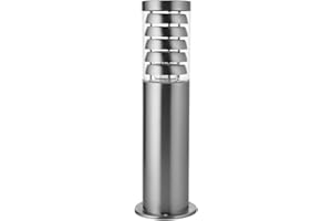 NATIONAL LIGHTING Tango IP44 Rated Brushed Stainless Steel Bollard Light Fixture for Outdoors - E27 Pedestal Post Light - LED Compatible Garden Post - Walkways, Pathways, Driveways | 450mm