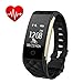 Produktbild M-znsh Wasserdichter Fitness Tracker, Bluetooth Smart Uhr Pulsmesser Smart Armband Aktivität Tracker Uhr Schrittzähler Armband Schlaf Monitor (Farbe : SCHWARZ)