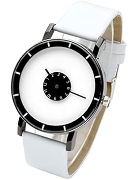 JSDDE Uhren,Fashion Unisex Armbanduhr Ziffer Radscheibe Plattenteller Armbanduhr PU Lederband Analog Quarzuhr,...