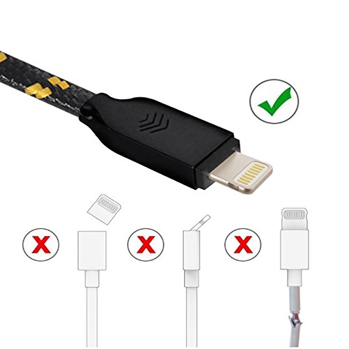Lightning Kabel 2x 2m, Schwarz, Neustes Design – Sehr schnelles iPhone 7 Ladekabel – verstärktes USB Datenkabel mit Knickschutz – Für Apple iPhone 7 6 5, iPad, iPod – SWISS-QA Geldrückgabe Garantie - 3