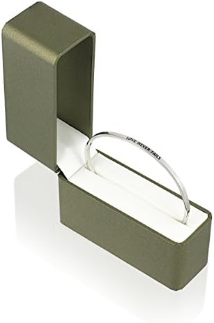 FaithfulBand - Gift Accessory / Jewellery for Men &amp; Women (Adjustable to fit all wrists sizes) - (Silver) - Bangle (Love Never Fails bracelet)