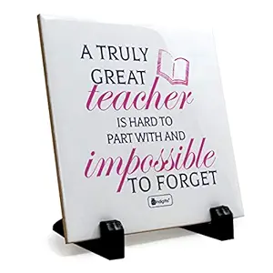 Indigifts Gift for Teachers by Students - A Truly Great Teacher Printed Ceramic Tile 6x6 Inches - Teachers Day Gift, Gift for Teachers Day, Gift for Teachers Special