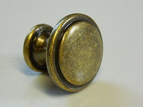 Pack of 5 Antique Brass Knobs Handles for Cabinets - 30mm Dia. c/w M4 x 25mm Handle Screws
