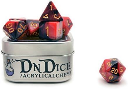 Plastic Dice Poly Set by DnDice (Red and Black)