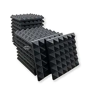 MMT ACOUSTIX  Soundproofing Pyramid Acoustic Foam Panels | High Density Sound Absorber | 18 Pieces of 1x1 Feet 2 Thick | Professional Charcoal