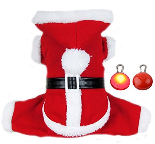 Pet Leso Puppy Doggie Christmas Suit Coat Pet Dog Santa Costume Outfit With a Free LED Flashing Dog Tag -XL by Pet Leso