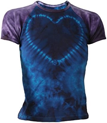 Nostalgic ClothingBlue Heart Purple Sleeve Tie Dye Womens Skinny Fit T Shirt 100% Cotton One Size 28 Inch Chest UK Size 8 to 10