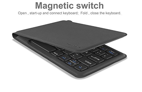 Supremery Bluetooth Tastatur Wireless Keyboard – faltbar, schnurlos, ergonomisches Design und Ultra Slim für Windows PC/ Tablet/ Smartphone (QWERTZ, deutsches Tastaturlayout) - 4