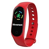 Smartwatch, 2018 verbesserte Sportblutdrucksauerstoff-Herzfrequenz-Fitness-Smart-Uhrenarmband IP67 Waterproof Uhr (Rot)
