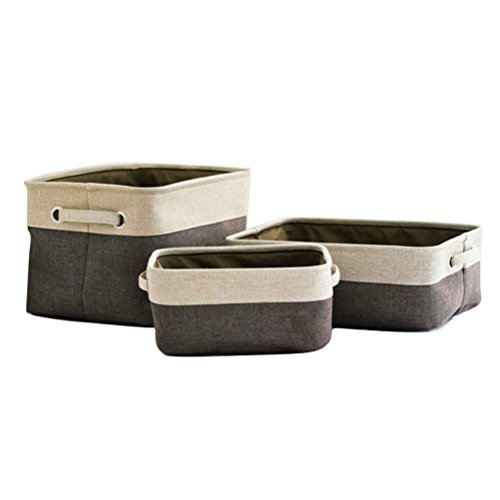 Inwagui Convenient Linen Storage Organizer Sets Foldable Laundry Basket Bathroom Cotton Fabric Storage Bin Box for Kid's Toy - Brown