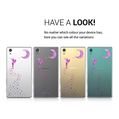 kwmobile Funda para Sony Xperia Z5 - Carcasa Protectora de  TPU  con dise  o de Hada en  Rosa Fucsia Violeta Transparente 