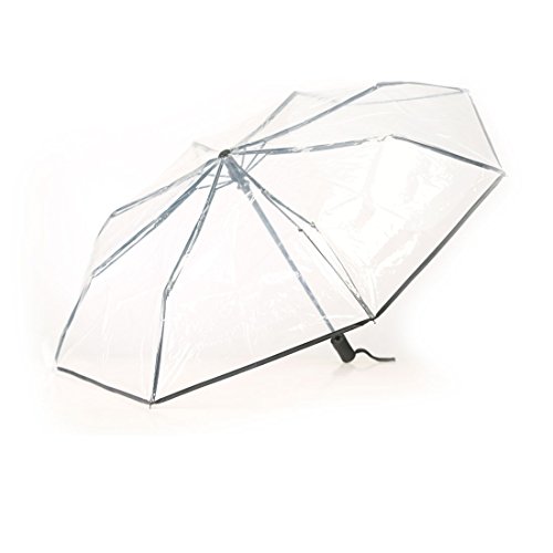 Levoberg Parapluie Plaint Automatique Transparent 3 Plis Compact Robuste (Noir)