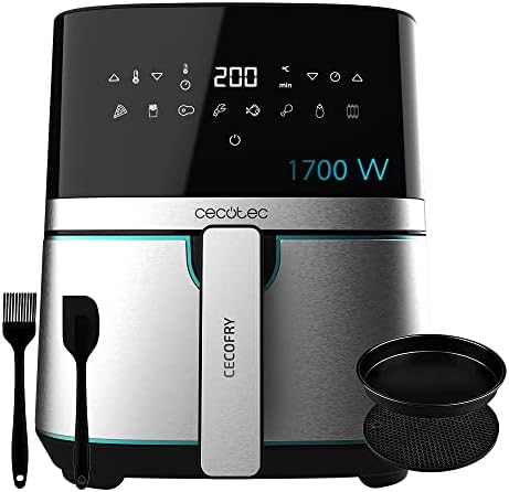 Cecotec Friggitrice ad Aria calda 5.5 L Cecofry Full Inox Pro 5500 con Accessori. 1700 W, Compatta e Digitale, Dietetica in Acciaio inox, senza Olio, Tecnologia PerfectCook, Termostato