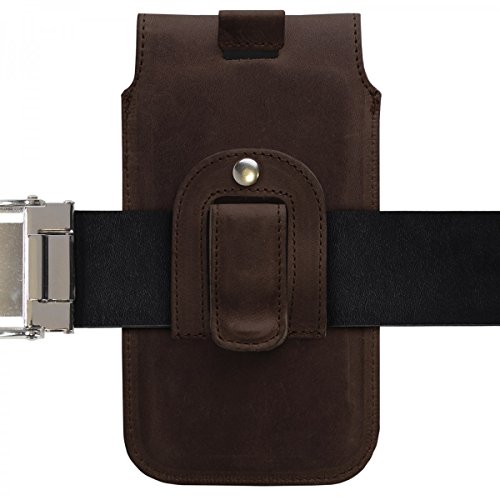 ROYALZ Gürteltasche für Samsung Galaxy A5 Ledertasche (für Galaxy A5 2015, A5 2016 und A5 2017) Schutztasche mit Gürtelclip Rausziehhilfe Hülle Holster Tasche Gürtel Leder dunkel braun - 4