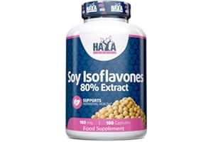 HAYA LABS SOYA Isoflavones 80% Extract x 100 Capsules Non-GMO Supports Hormonal Health, Potent One-a-Day Formula Supplement
