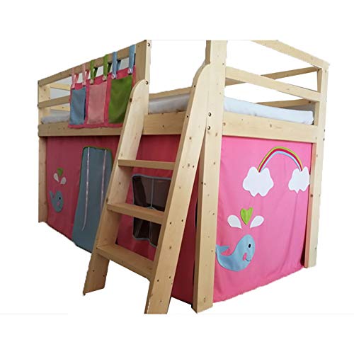 Play House Cama de Cabina Midsleeper con tobogán y Tienda Azul - Rosa - 200cm × 100cm × 85cm