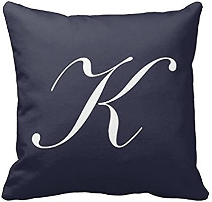 WENSING Letter K Navy Blue Monogram 18x18Inch pillow Case