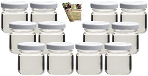 36 leere Einmachgläser "Mini" 40 ml incl. Drehverschluss Weiß, Vorratsgläser, Marmeladengläser, Gewürzgläser, Einweckgläser (36, Deckel Weiß)