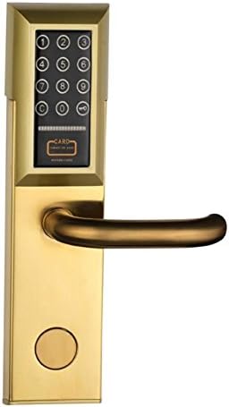 TDJDYQ Stainless steel Electronic Smart Lock Security door Password Induction lock Password/Mechanical key/IC card Keyless entry For home/Villa/Star Hotels, Gold