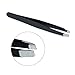 Precision Tweezers with Slanted Tip - AsaVea High Quality Make Up Stainless Steel Tweezers with Slant Design - Best for Brow Shaping and Splinter Removal - Ideal for Travel - Get Perfect Eyebrows Today!(Black)