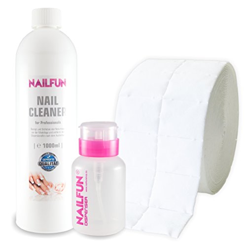 Nail Cleaner 1 Liter = 1000ml + 500 Zelletten (1 Rolle) + 1 Pumpflasche / Dispenser 170ml [ 99.9 % Isopropanol kosmetisch ]