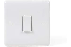 Lieber Silk White 1 Gang 2 Way 10A Standard Light Switch with a Curved Edge | Suitable for The Home, Kitchen, Bedroom, Living Room or Office Space. for Home Improvements, Updates or Switch Change