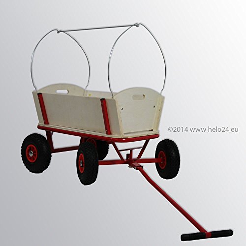 Bollerwagen mit 150 Kg Tragkraft aus extrem fester Stahlrohrkonstruktion pulverbeschichtet, verstärkte Ablagefläche, 4 Luftreifen, Schwarz - 2