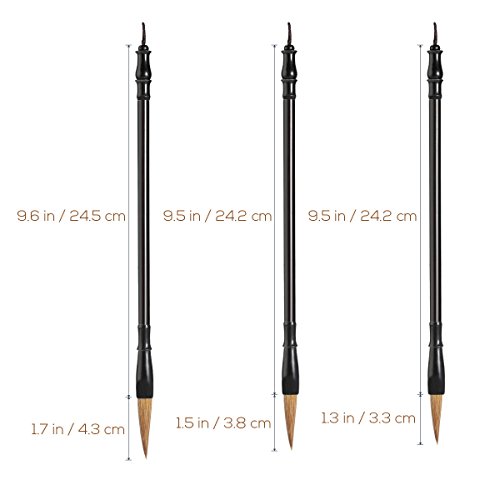 NUOLUX 3pcs Wolf Chinesische Haarbürste – Größe, Große kleine Mittlere (Schwarz + Braun) - 2