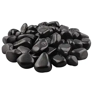 Ercole? Polished Glossy Decortaive Natural Stone Pebbles for Home Garden Table Decor & Vase Fillers (Black, 500 Grams)