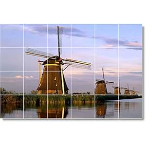 Windmühle Foto Dusche fliesenwandbild w027. 43,2 x 64,8 cm (24) 4,25 x