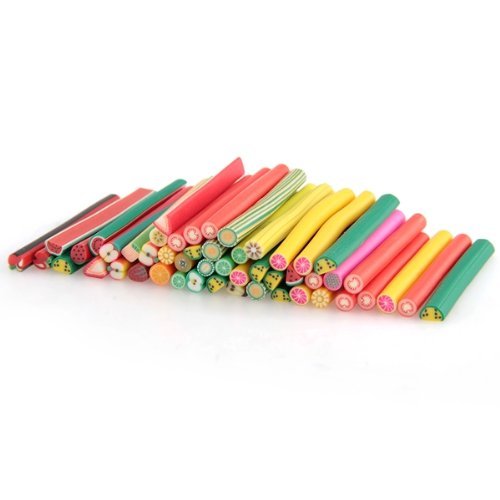 SODIAL(R) 50PCS Fruit Nail Art Fimo Canes Rods Sticks Stickers Tips 3D Decoration