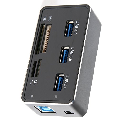 Cotop USB 3.0 Kartenleser Hub 3 * USB Slots High Speed Externer Speicherkartenleser für MS, Micro SD, M2, TF, hohe Speicherkapazität Kompatibel mit Mac PC Laptop(USB 3.0) - 3
