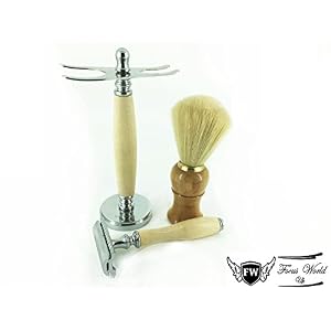 3 Pcs De Safety Razor Set.Men's Shaving Kit With Badger Hair Brush & Dual Stand - Image 6